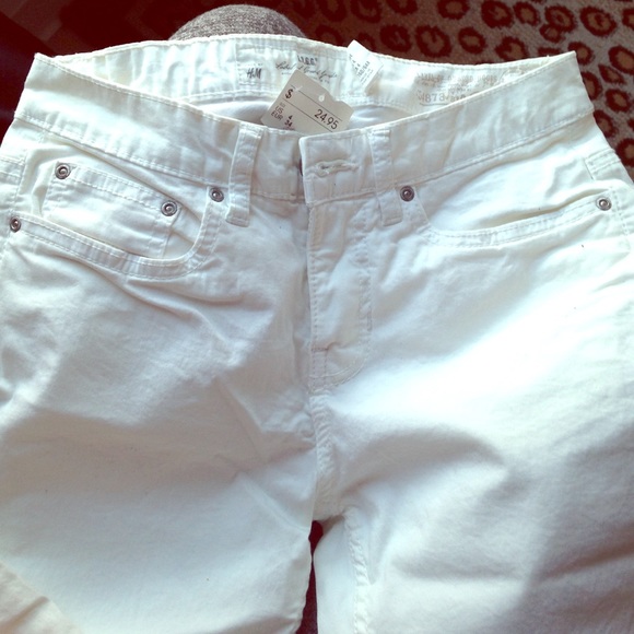 All white skinny pants