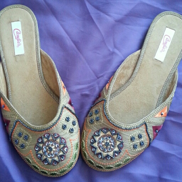 Tan beaded flats candies practically new - Picture 1 of 2