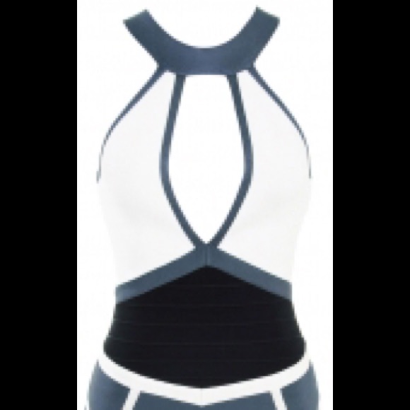 Alana white and black cut-out bandage dress - new