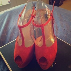 Orange based red shoes from shoe mint