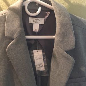 Ann Taylor Loft ruffle hem blazer gray NWT