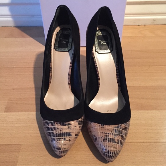 Christian Dior Suede and Snake Embossed Duo Pumps - Picture 2 of 4