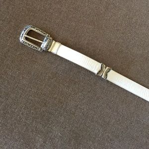 Brighton white and tan reversible belt