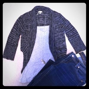 Gray and Black open front sweater