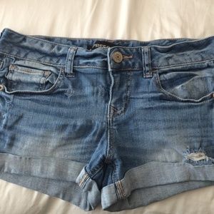 Express Distress Folded Jean Shorts