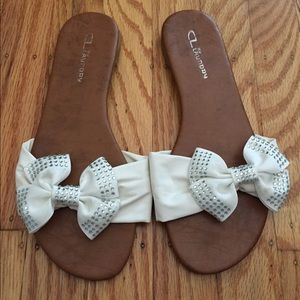White bow tie sandals