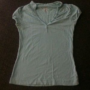 Collarless Teal Shirt