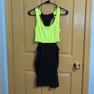Material Girl (S) Neon yellow body con dress