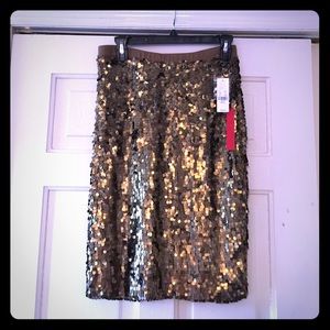 New York & Company Gold Sequin Pencil Skirt.
