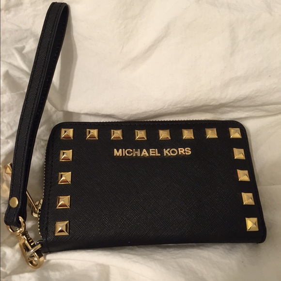 Michael Kors Selma stud black wristlet *ON HOLD*