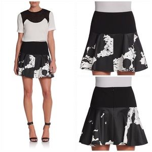 Plash coated twill flared skirt