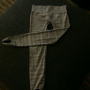 Black and gray striped leggings