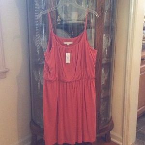 Loft spaghetti strap cotton jersey dress, coral.