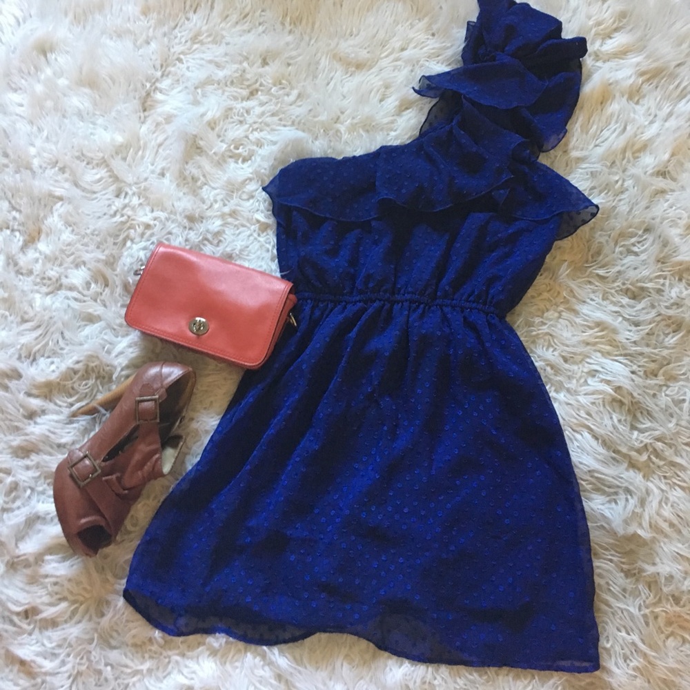 Cobalt blue one shoulder dress