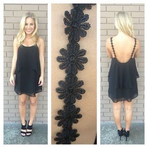 Annabelle Daisy Chain Dress - BLACK