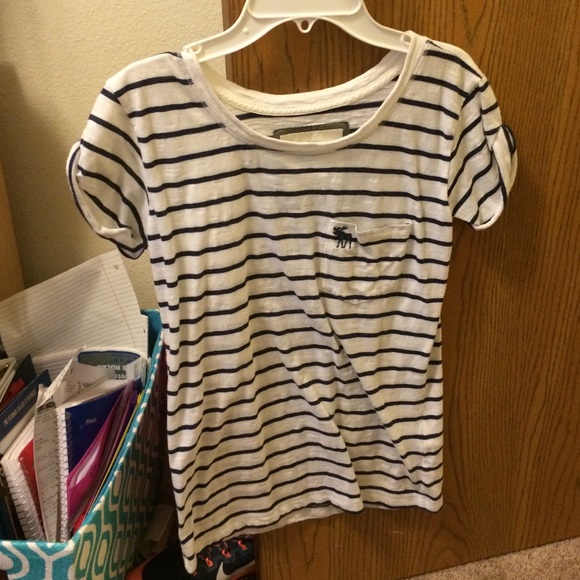 Nautical navy and white striped Abercrombie shirt