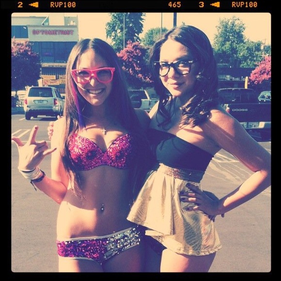 Pink & silver sequin shorts