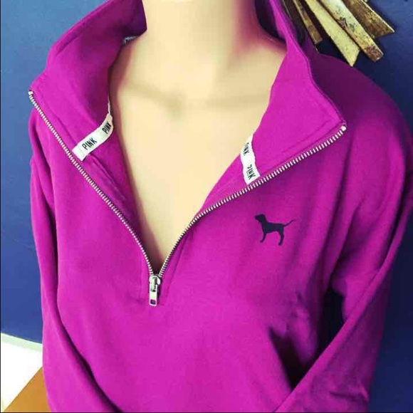 Victoria's Secret Tops - VS PINK Curved-Hem Boyfriend Half-Zip Sweatshirt L
