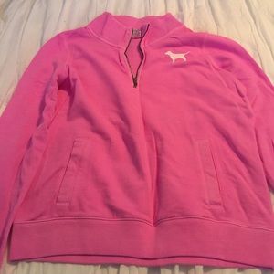 PINK Hot-Pink washed Quarter Zip Pullover