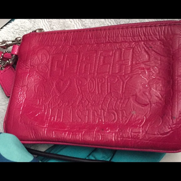 Patent Pink Coach Wristlet