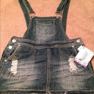 Jean skirt overalls
