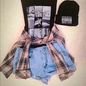 Free people cropped plaid button down