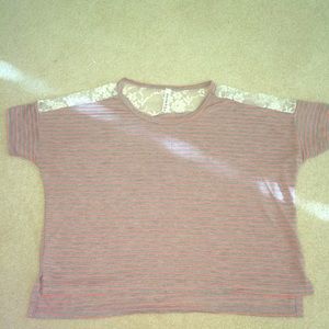 Striped gray and pink crop top
