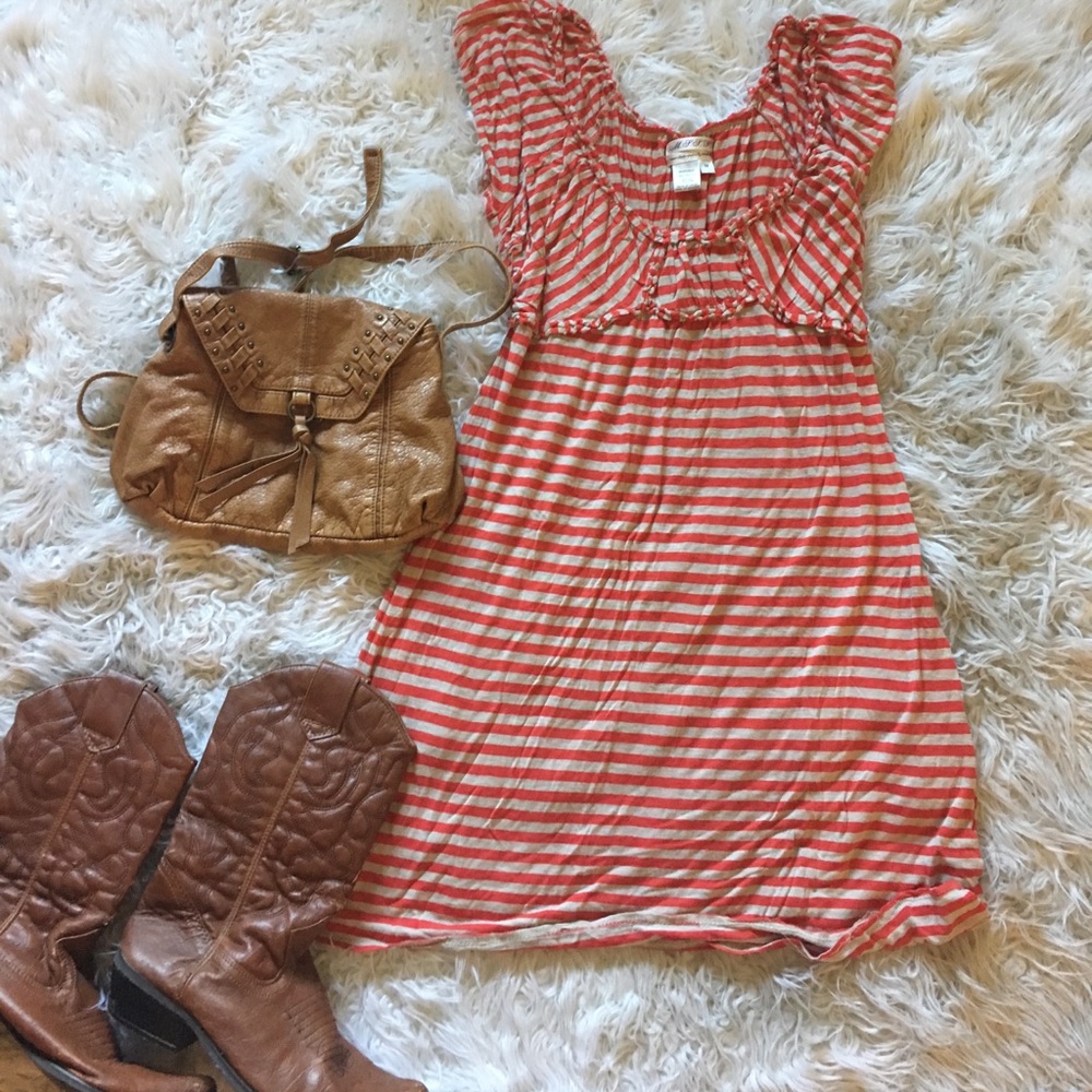 Soft red and tan Studio Max dress