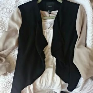 Forever 21 Cropped Color Block Black Tan Blazer S