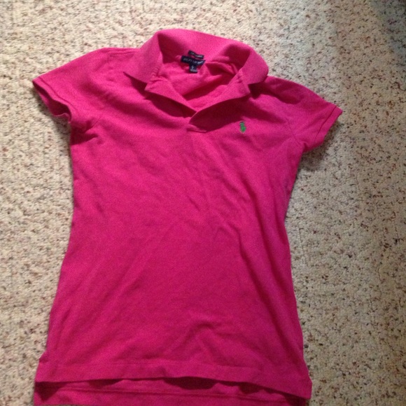 Pink Ralph Lauren Polo with green horse