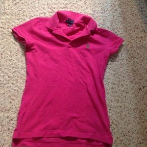 Pink Ralph Lauren Polo with green horse