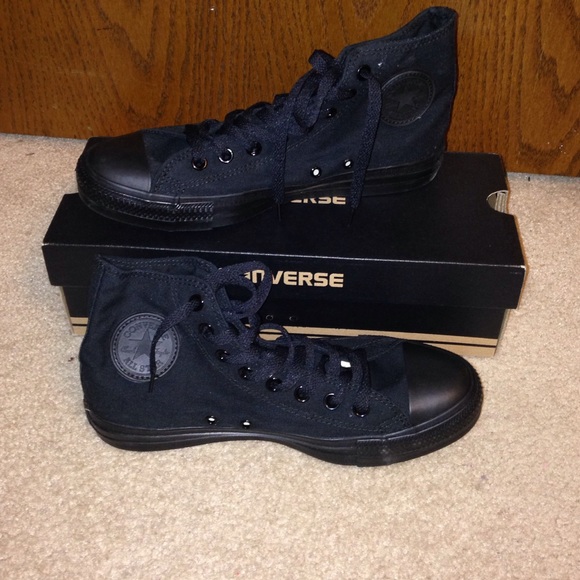 Women's all black high top converse