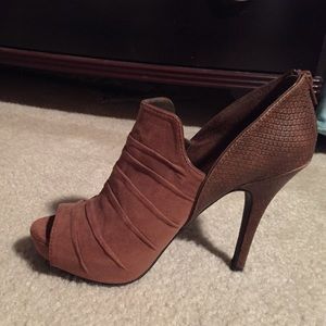 Brown open toe heel