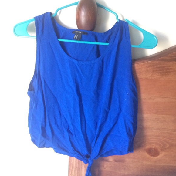 Blue, tie crop top