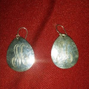 Sterling silver initial earrings "M"