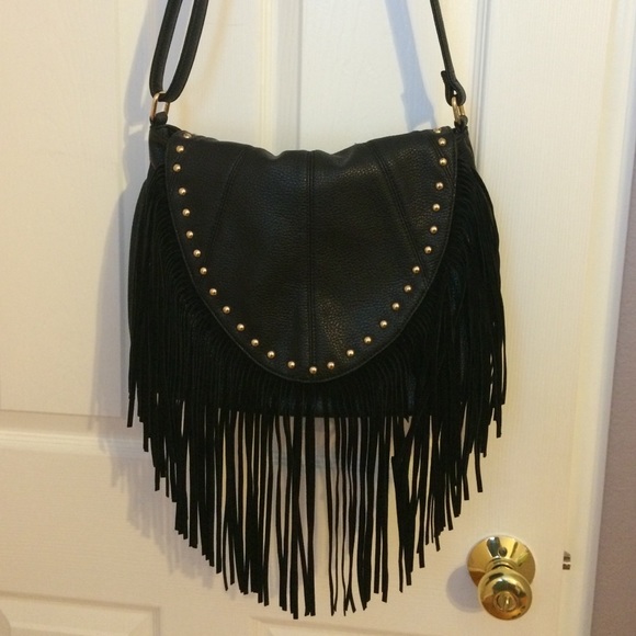 ON HOLD!!!!Fringe with gold accent cross body bag