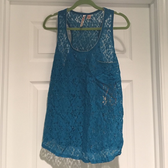 NWT Turquoise Lace Racerback Tank - Picture 1 of 4