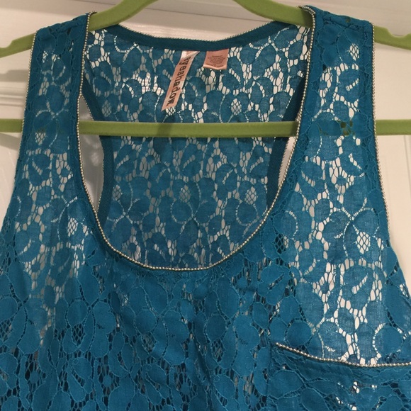 NWT Turquoise Lace Racerback Tank - Picture 2 of 4