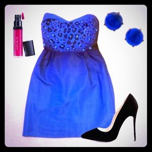 EUC Blue Ombré Cheetah Print Cocktail Dress