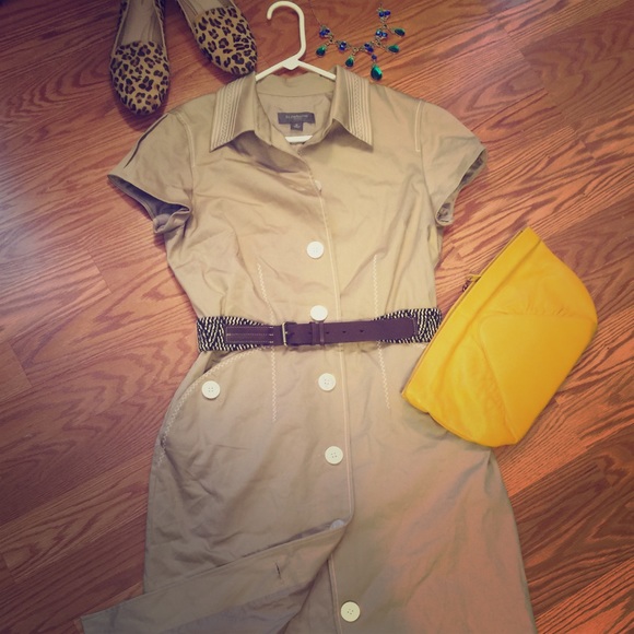 Liz Claiborne tan and white dress