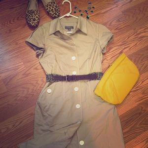 Liz Claiborne tan and white dress