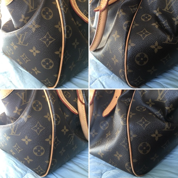 •LOUIS VUITTON• Tan Brown Leather Monogram Purse - Picture 5 of 8