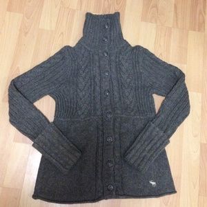 Abercrombie & Fitch Gray Button Up Sweater