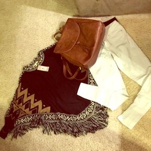 Tribal fringe poncho