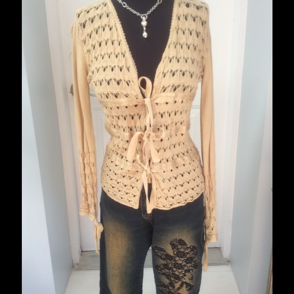Cardigan with satin ties