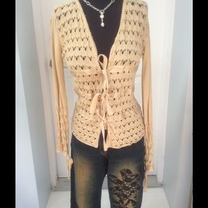 Cardigan with satin ties