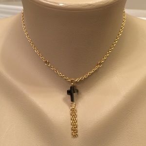 Swarovski cross necklace on gold chain brand new