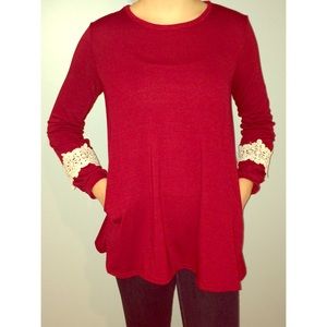 Maroon Top w/ Pockets
