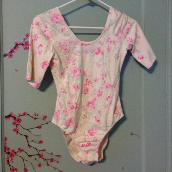 Beige and pink floral bodysuit