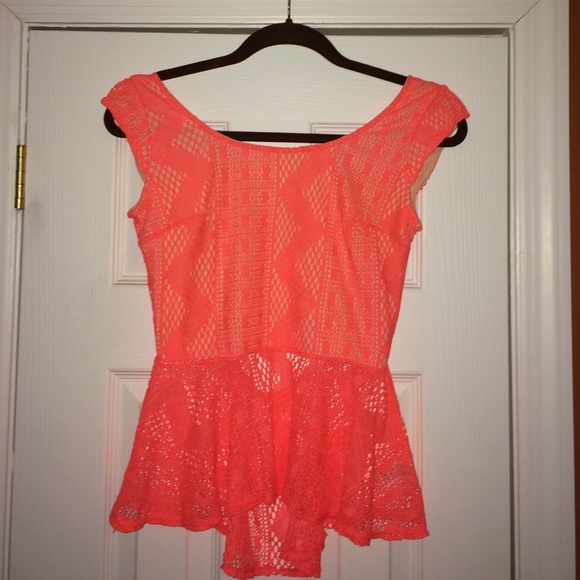 Coral Lace Peplum